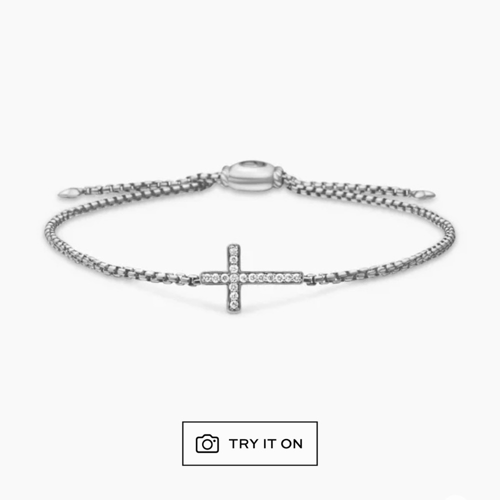 🔴Authentic DAVID YURMAN PETITE PAVÉ DIAMONDS CROSS CHAIN BRACELET🔴 - Picture 4 of 11